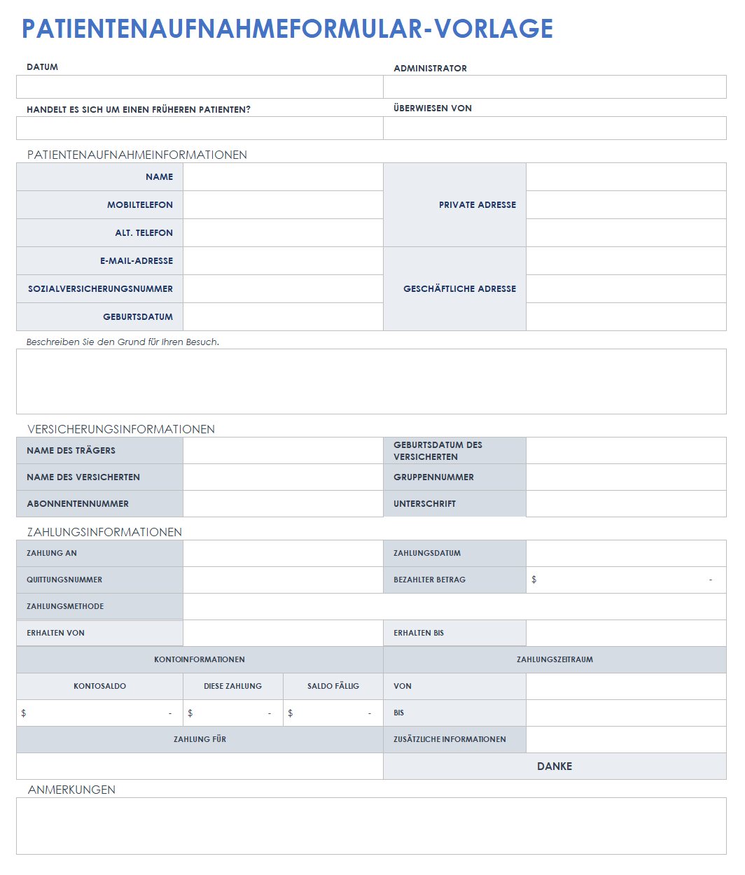  Vorlage für ein einfaches Kundeninformationsformular