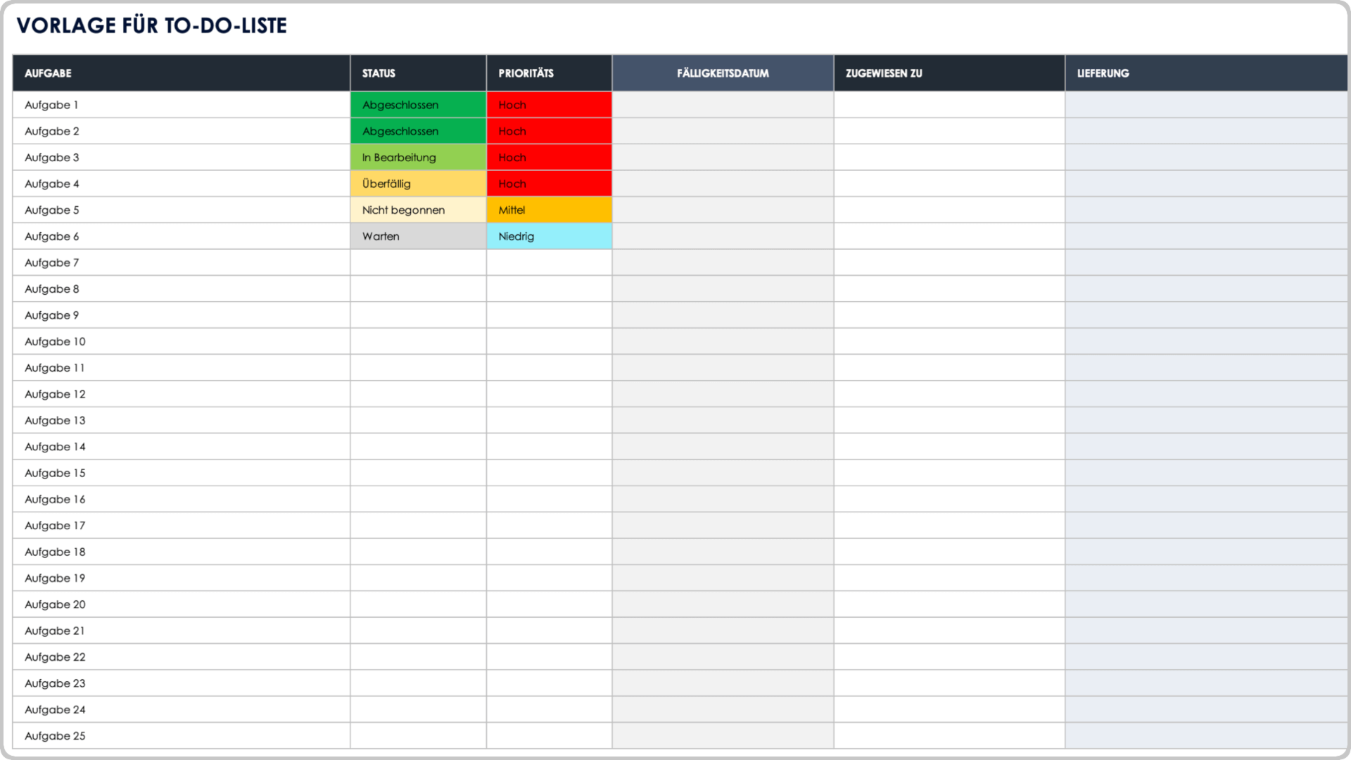 Projektmanagement-To-Do-Liste