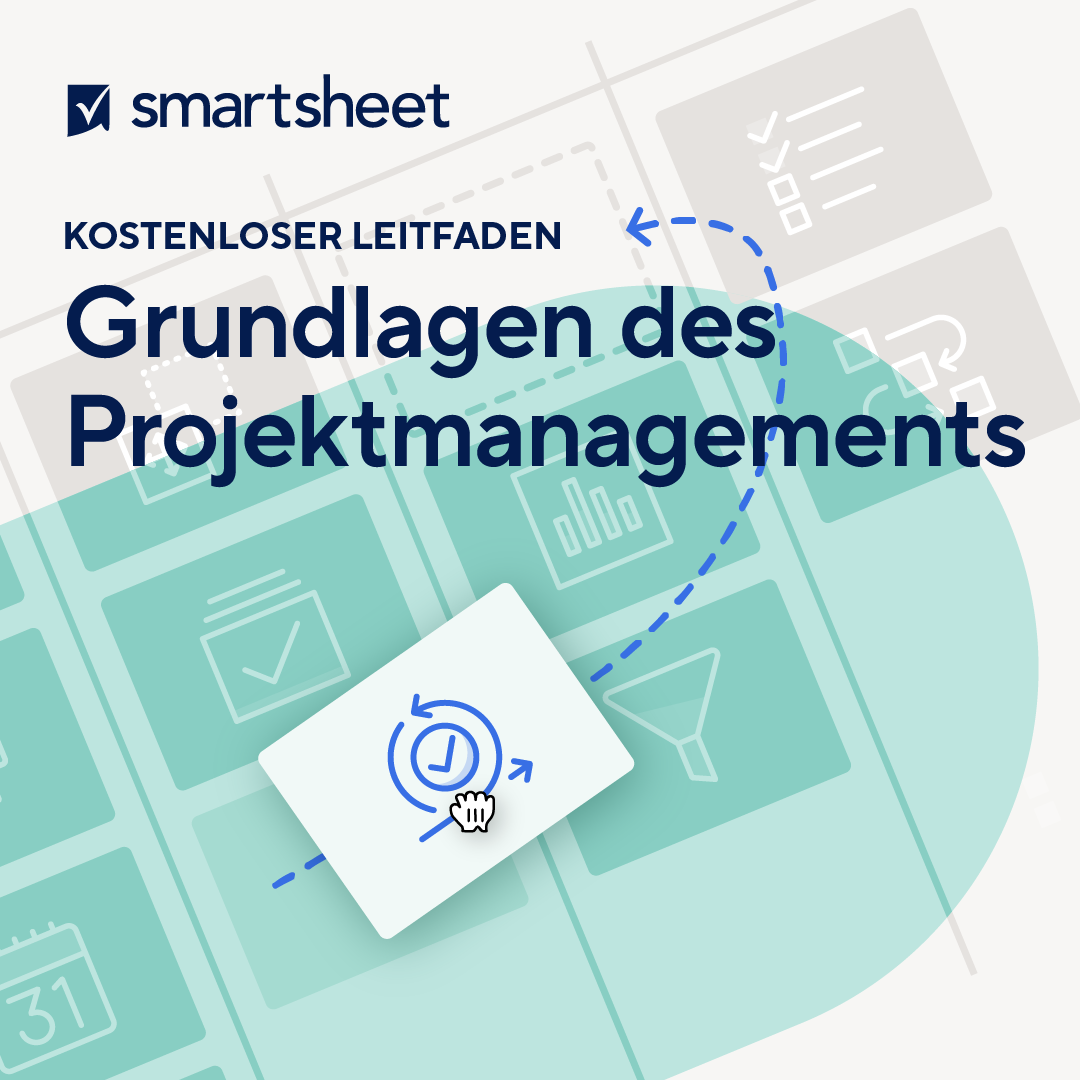 Eine Illustration mit dem Smartsheet Logo und den Worten The 101 Guide to Project Management