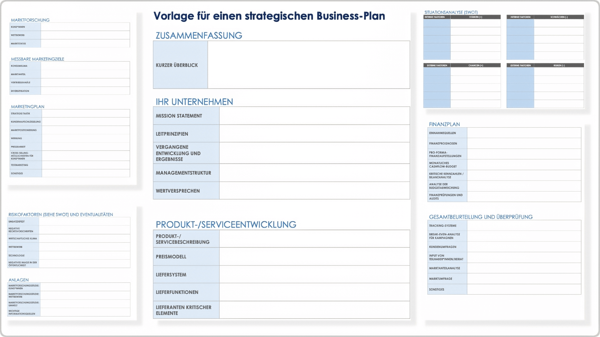  Vorlage für einen strategischen Geschäftsplan