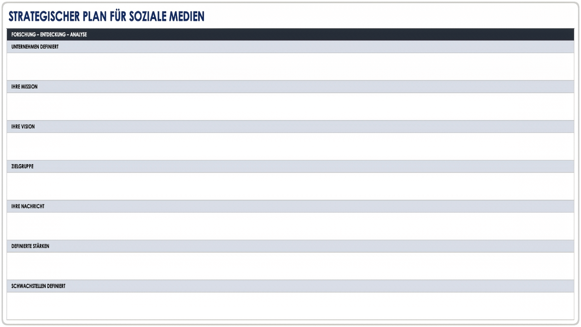 Vorlage für einen strategischen Social-Media-Plan