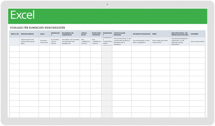 Vorlage für das klinische Risikoregister