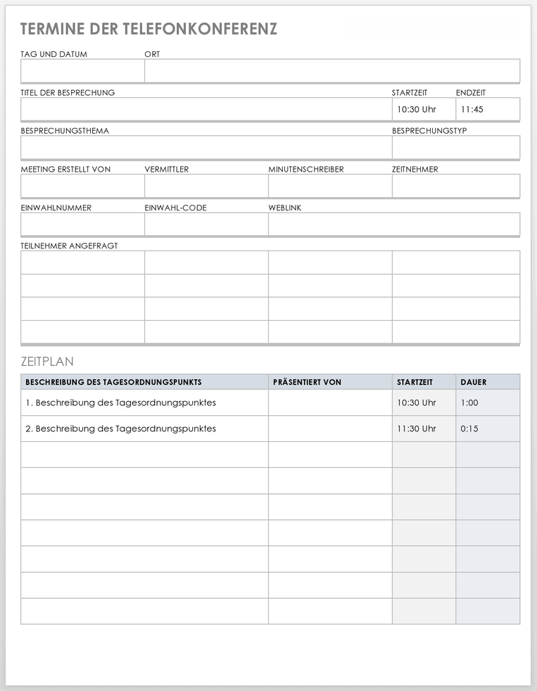 Conference Call Meeting Agenda Template 49539 - DE