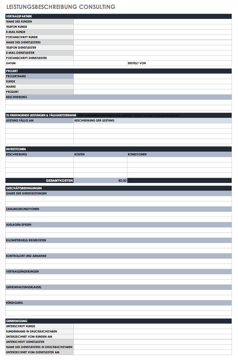 Consulting Statement of Work Template German