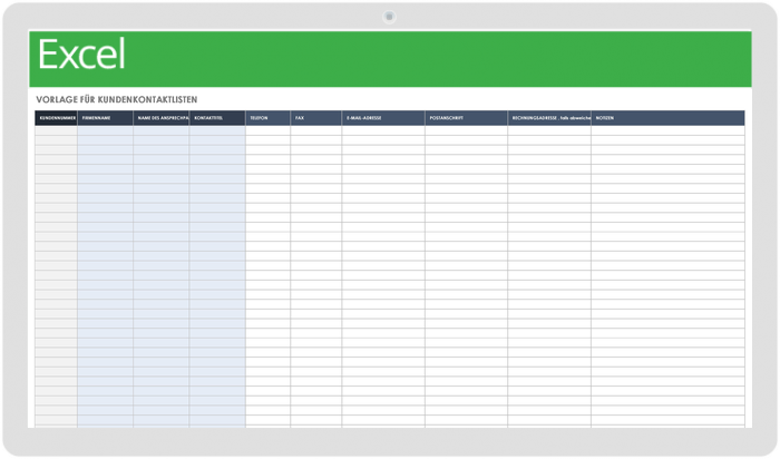 Vorlage für Kundenkontaktliste