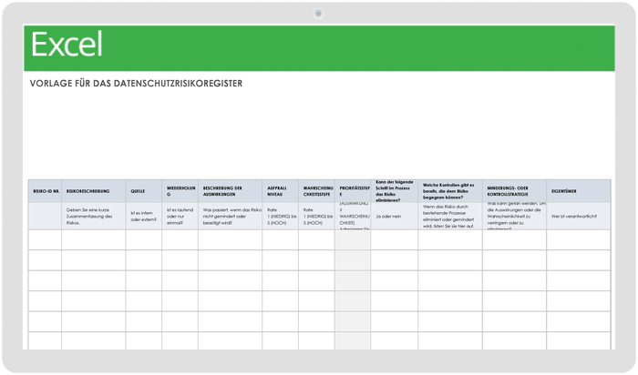 Vorlage für das Datenschutz-Risikoregister