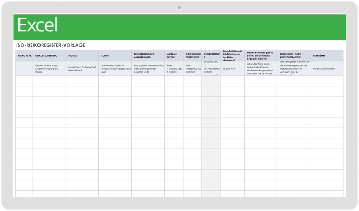  ISO-Risikoregister-Vorlage