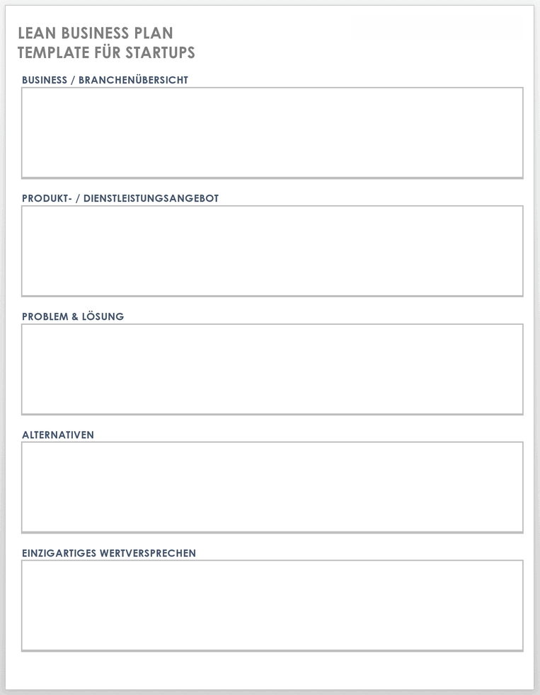  Schlanke Geschäftsplanvorlage für Startup-Vorlage