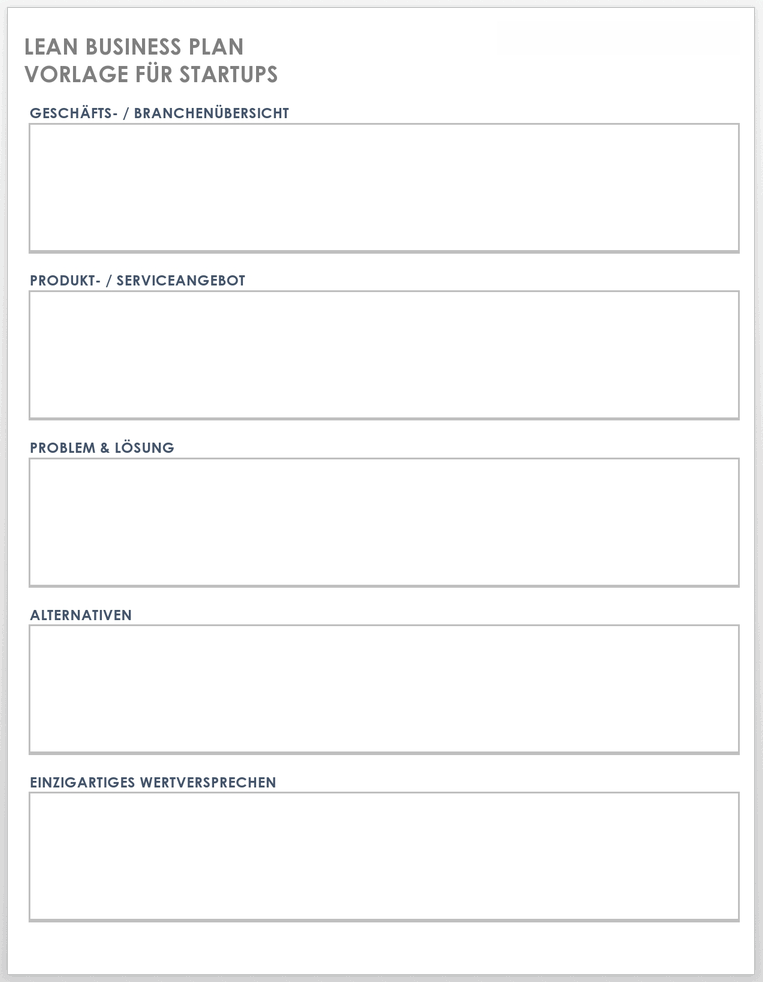 Lean Business Plan Template for Startups 49529 - DE