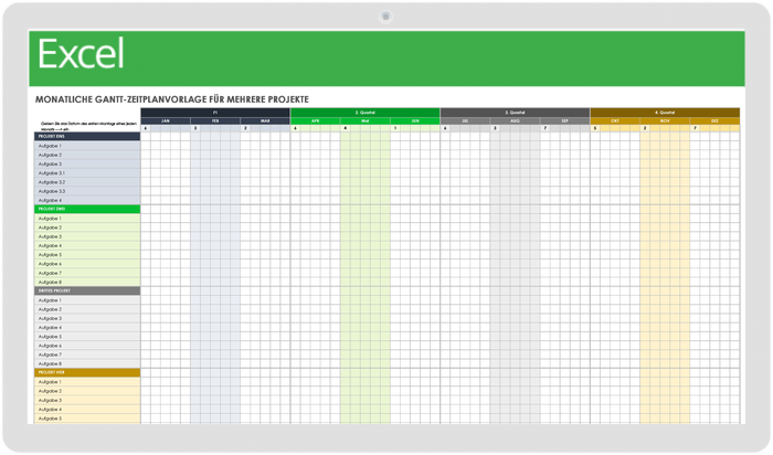 Monthly Multi Project Gantt Schedule 49481 - DE