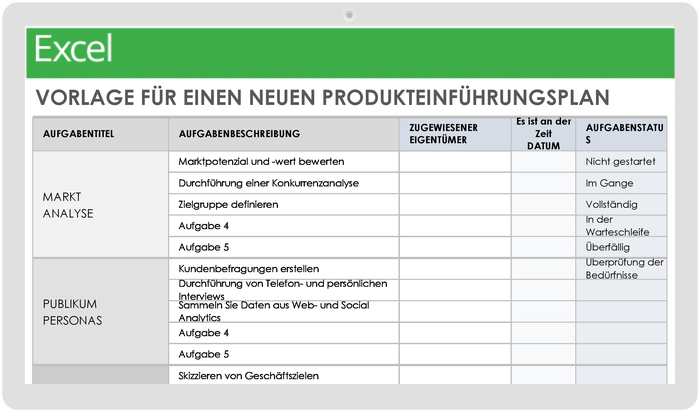  Vorlage für einen Plan zur Einführung neuer Produkte