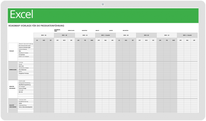  Roadmap-Vorlage für die Produkteinführung