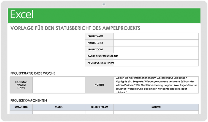  Vorlage für den Statusbericht des Ampelprojekts