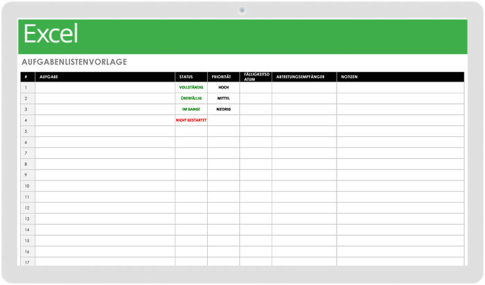  Aufgabenlistenvorlage